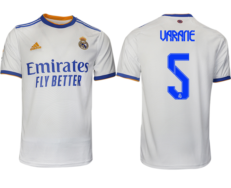 Men 2021-2022 Club Real Madrid home aaa version white #5 Soccer Jerseys->real madrid jersey->Soccer Club Jersey